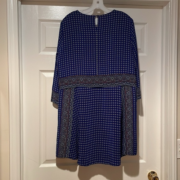 Madewell Blue Geometric Long Sleeve Dress - Picture 4 of 4